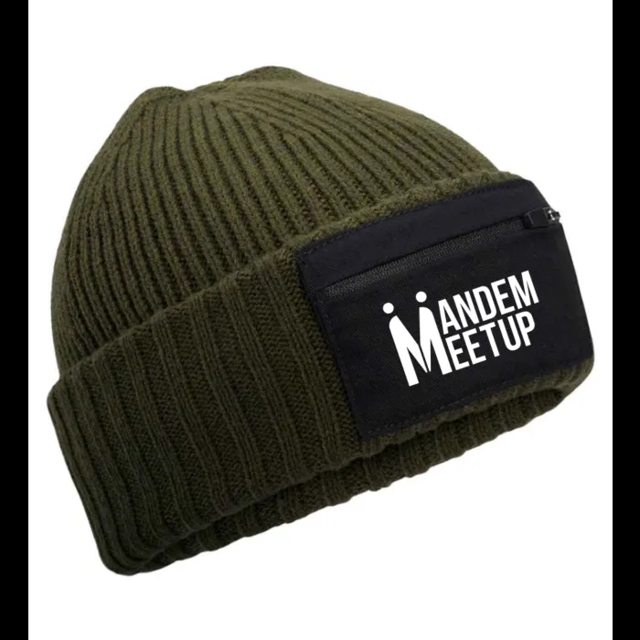 Patch Zip Beanie - Khaki